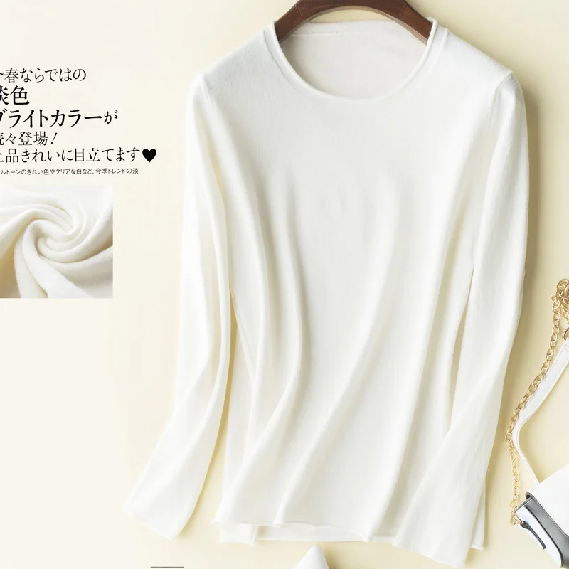 JECH Spring Women Pullovers Sweaters Curled O Neck Summer Long Sleeve Solid Fashion Knitted Jumpers Female | Женская одежда