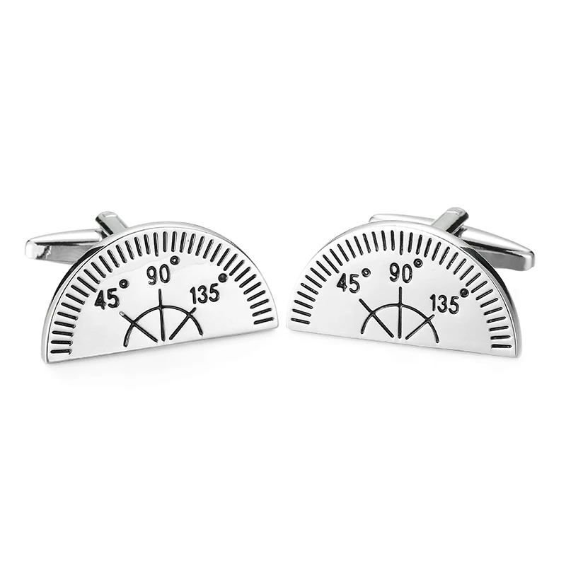 

WN New high quality brass Silvery Cufflinks high-end fashion brand men's French protractor Cufflinks