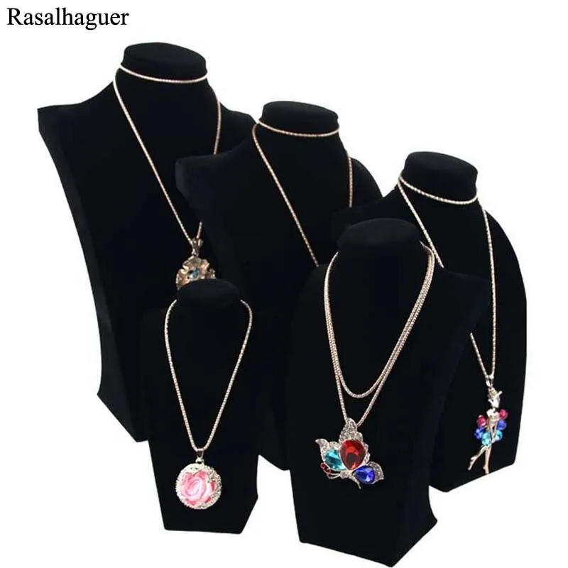 High Quality Luxury Velvet Black Color Jewelry Necklace Holder Pendants Display Choker Stand Rack Show Wholesale Price 5 Options