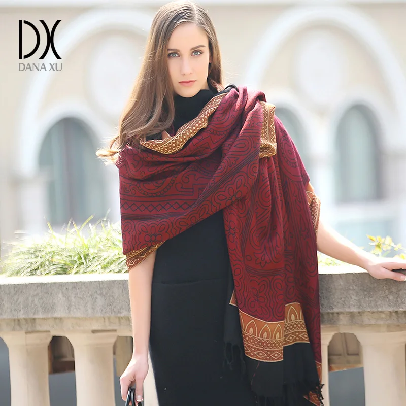 Женский шарф одеяло теплый толстый кашемировый из пашмины европейский стиль