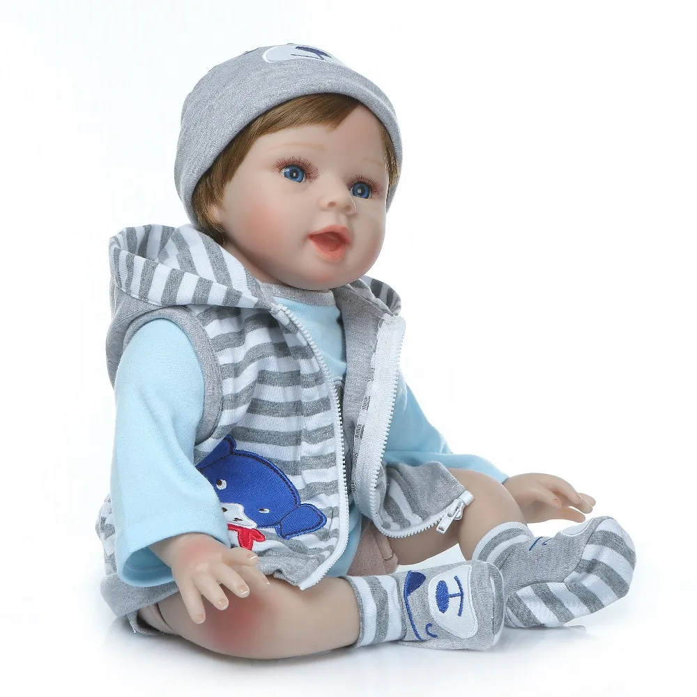 NPK 55 см мягкий настоящий сенсорный силиконовый boneca bebes Возрожденный силикон младенец получивший новую жизнь куклы Дети День рождения Рождественский подарок популярный