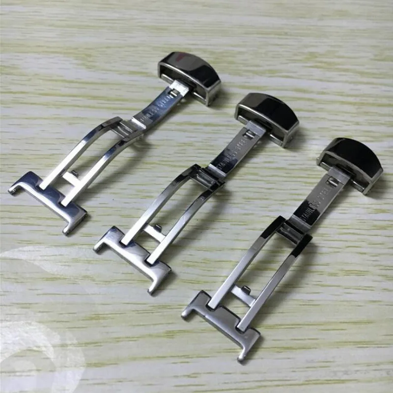 14mm 16mm 18mm 20mm 22mm Metal Watch Band Buckle Strap Silver Stainless Steel Single Side Folding Clasp Butterfly