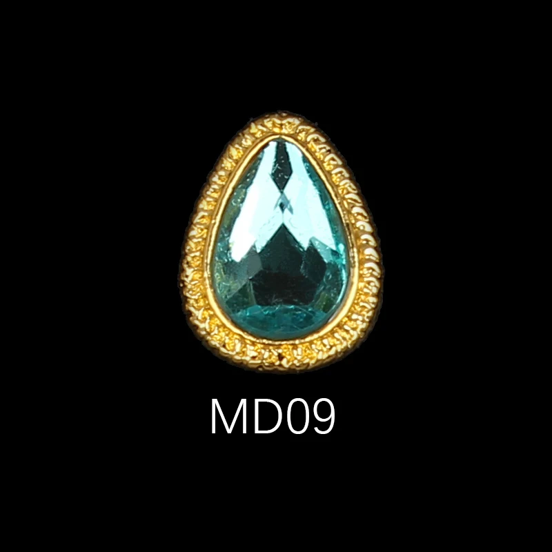 MD09 8X11 мм падение дизайн 3D сплав для дизайна ногтей Стразы Золотая основа 20/50 шт нейл-арта украшения для ногтей металла ювелирных украшений Hand-Made подвески - Цвет: MD09