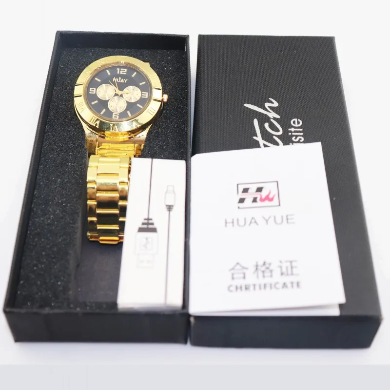 

2019 new hot Lighter Watches for Men Quartz Watch Fashion casual stainless steel luxury Gold Cigarette Lighter USB charging F780