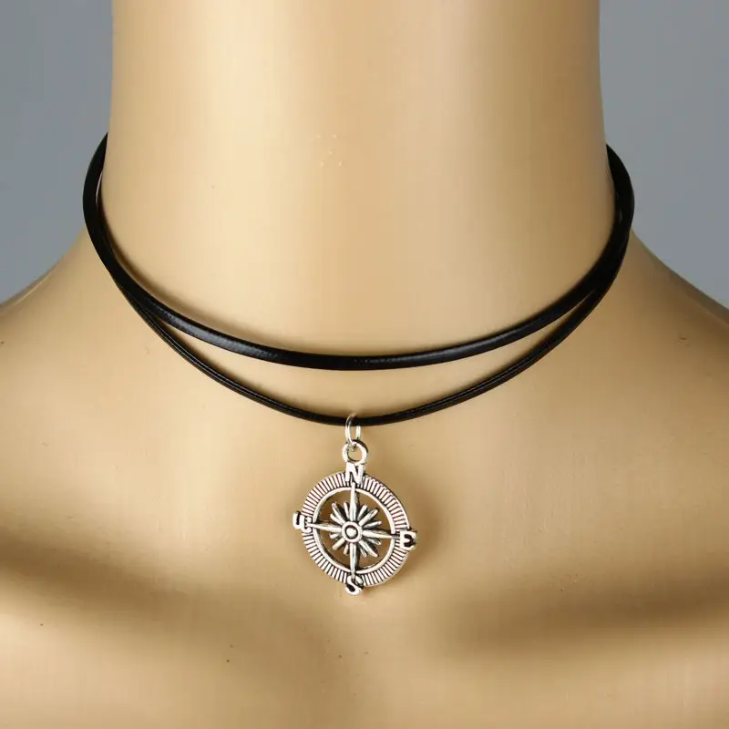 Peace Compass Yin Yang панк ретро Готическая эластичная веревочная цепочка чокер ожерелье