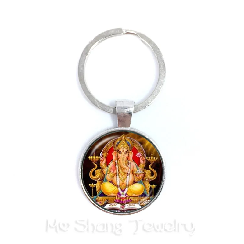 Новинка 2018 классические 25 мм брелоки Ganesha Будда слон стеклянные с куполом мужские