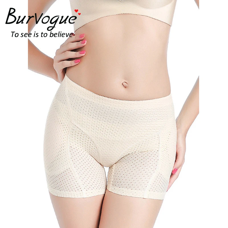 Burvogue трусы для коррекции фигуры, женское дышащее нижнее белье, трусики для подтягивания ягодиц, накладки на бедра, короткие трусики для контроля