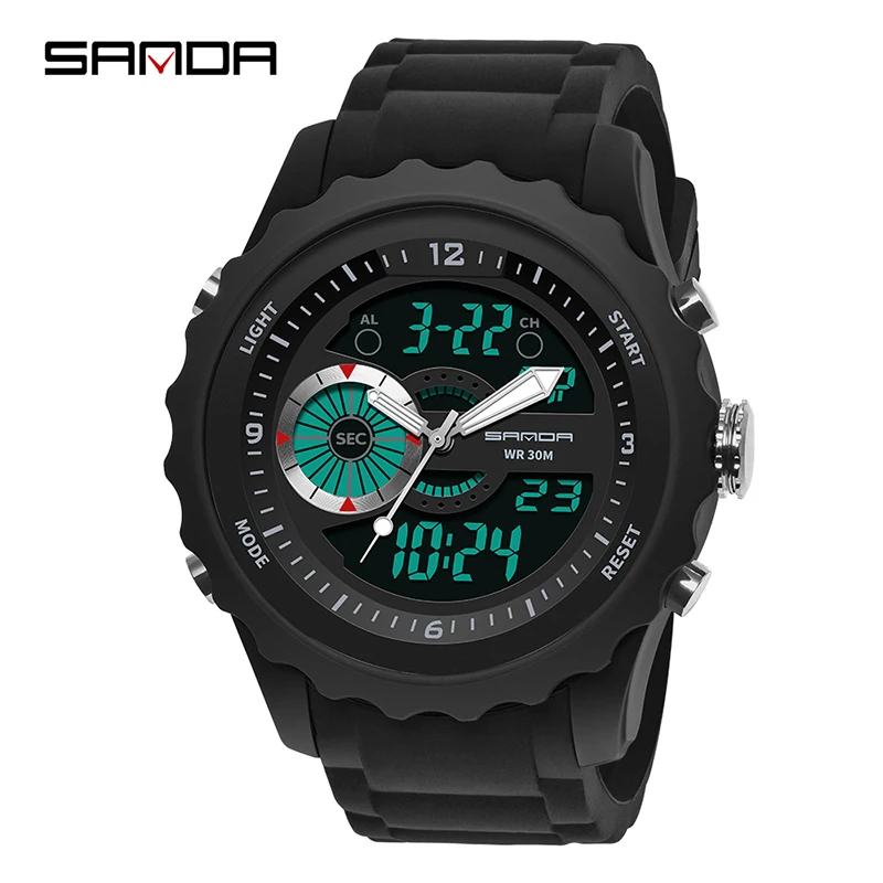 SANDA Мужские Аналоговые кварцевые цифровые часы с двойным дисплеем