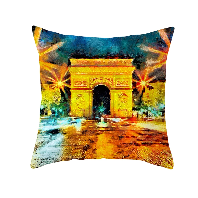 H17 mling 1PC Notre Dame De Paris Art Printed Church Gothic Building Polyester Decorative Pillowcases Pillow Cover Pillow Case - Цвет: H17