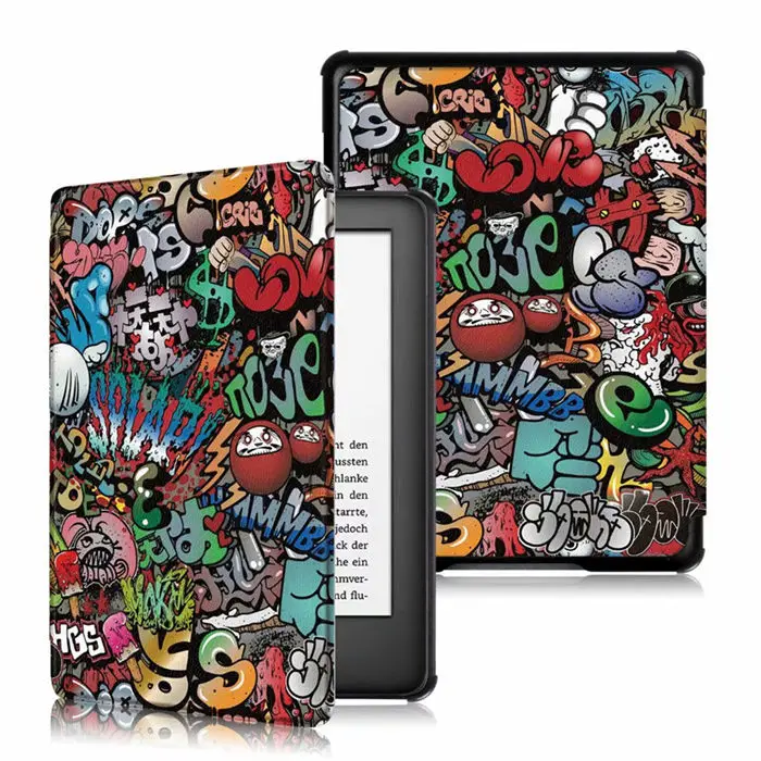 02 Для Amazon Kindle из искусственной кожи чехол с принтом тонкий 6 ''Электронная книга E-reader Kindle 10th 658 Smart Wake Up - Цвет: 02