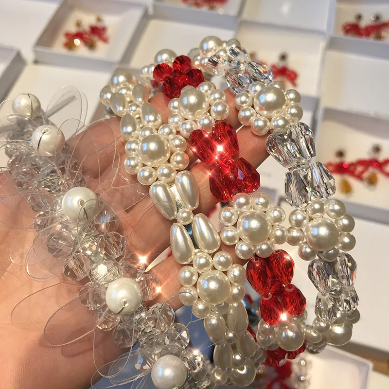 Новинка украшение для волос ручной работы с жемчугом стильная обруч кристаллами