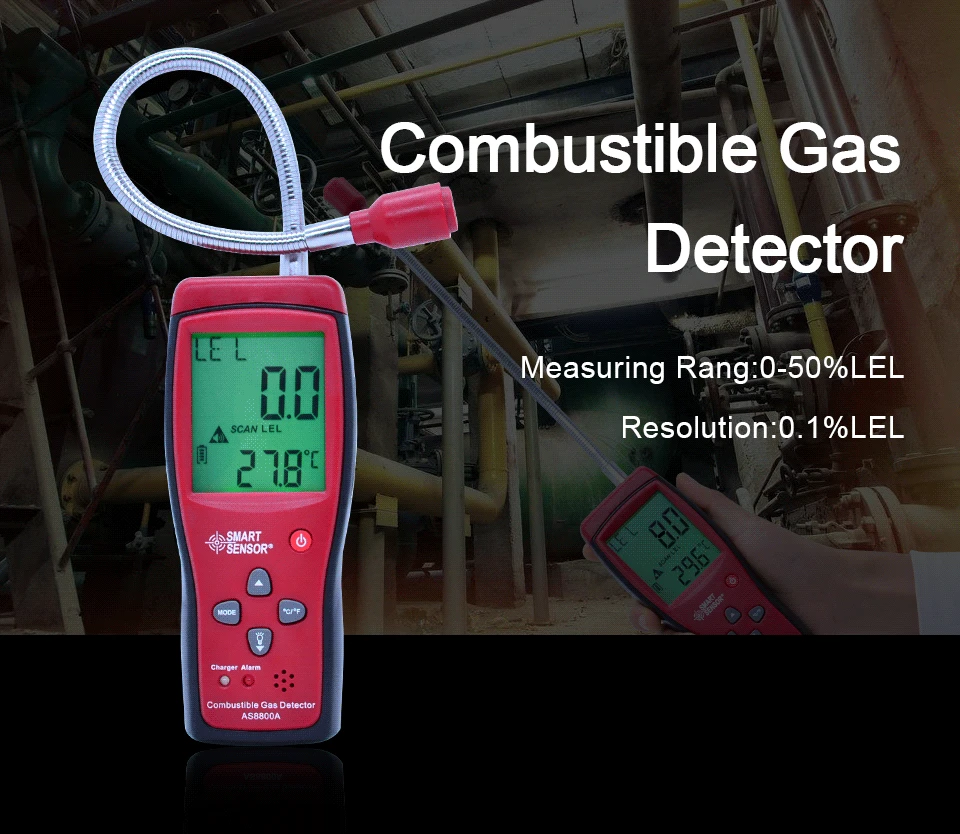 SMART SENSOR AS8800A Combustible Natural Gas Detector Portable Gas Leak Location Determine Gas Analyzer