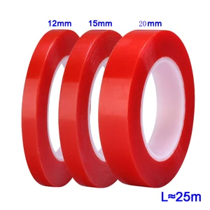 25 м, термостойкая двусторонняя клейкая лента, прозрачная наклейка для детской модели, 12 мм, 15 мм, 20 мм