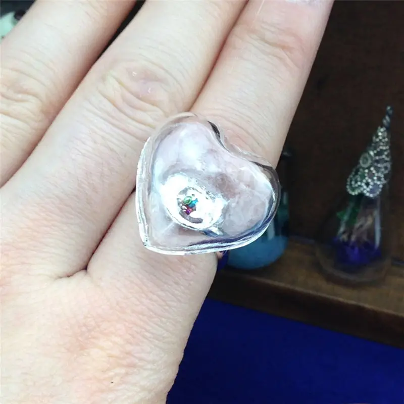 heart 22mm 5 компл. semidome плоский шар Звезда Сердце стеклянный пузырь с кольцом база набор стеклянные круглые украшения результаты стеклянный флакон кольцо - Цвет основного камня: heart 22mm