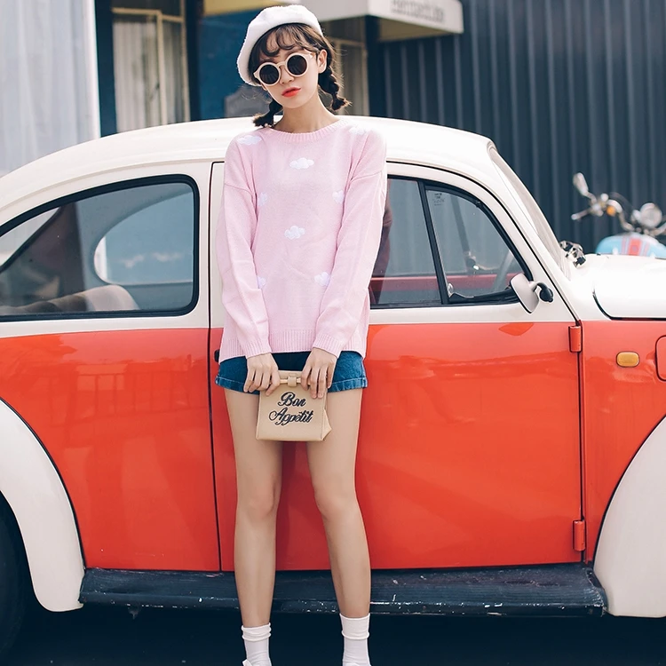 2018 Korean new winter women sweaters Harajuku cute 3D clouds hedging thick round neck sweater femela Christmas Sweater | Женская одежда