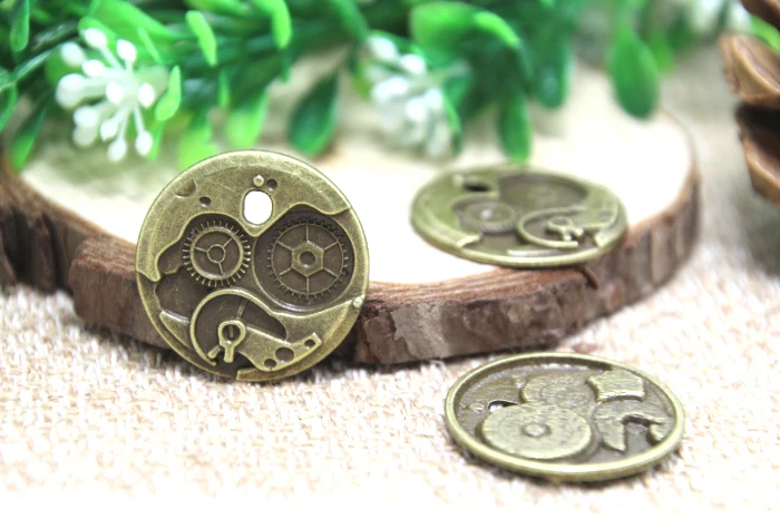 10 шт. подвески для часов с бронзовым циферблатом под старину 25 мм|charm pendant|gear charmface