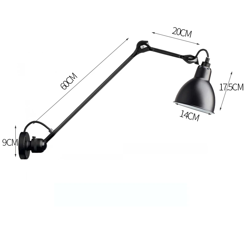 big size black Artpad E14 современный европейский 360 градусов регулируемый настенный светильник прикроватный для чтения Настенные светильники вращающаяся рука ресторан кухня спальня - Цвет абажура: big size black