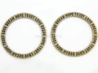 100pcs love dream hope trust circle charm pendant horse bridle key chain 34mm round antique bronze or silver