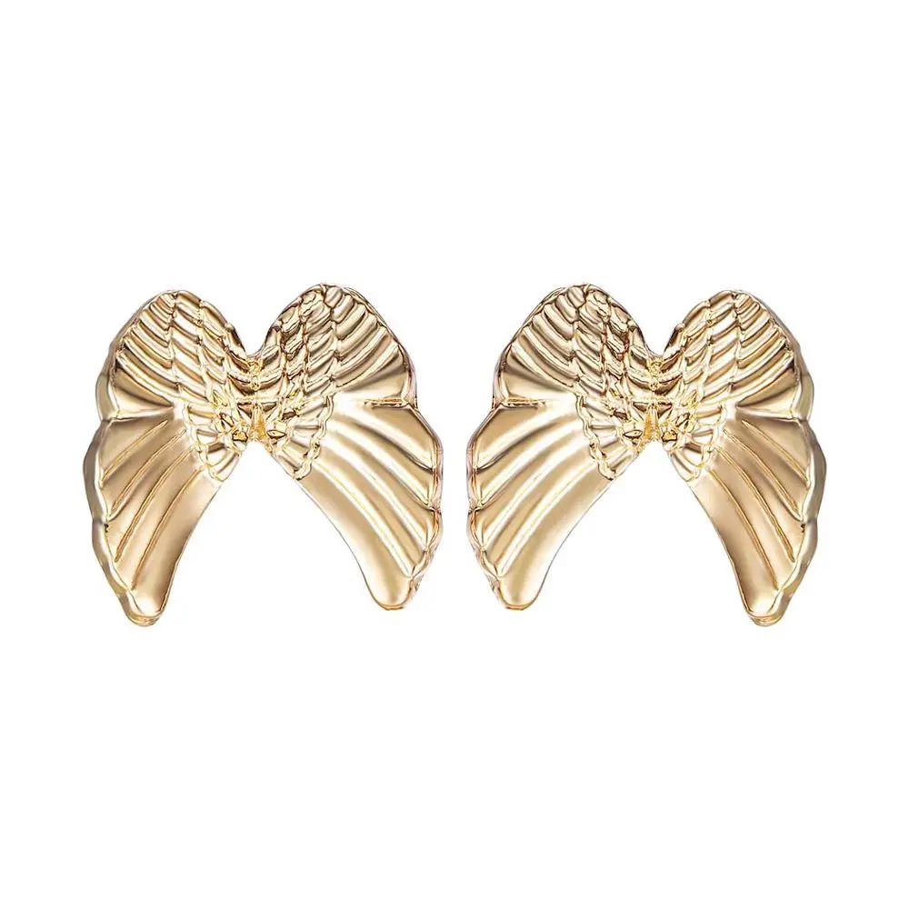 Chereda Guardian Angel Wings Golden Stud Earrings for Women Stainless Steel oorbellen Jewelry Trendy bijoux femme | Украшения и
