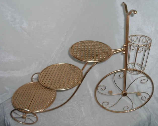 

3 Tier Gold Bicycle Shaped Iron Cake Stand, Iron Cake Holder