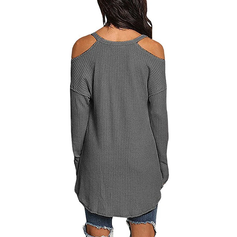 Модные женские вязанные футболки с v-образным вырезом и длинными рукавами без