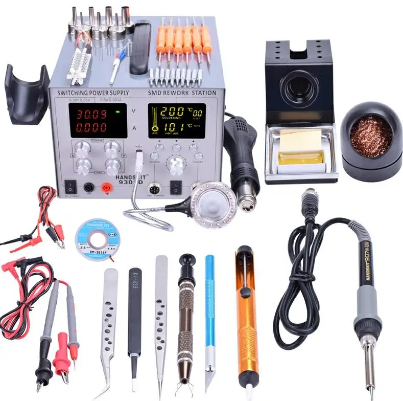 9305D A KIT 720 Вт SMD фена паяльная станция BGA паяльная станция 220 В/110 В паяльник PCB Распайка сварочные инструменты для ремонта - Цвет: 9305D A KIT