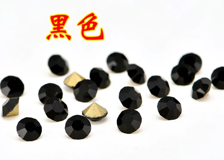 jet black TopStone круглый Стекло Chatons Pointback Стразы Цвета ss4 ss8 ss12 ss16 ss20 ss28 ss30 ss38 ss45 Стекло шатон СТРАЗА камень - Цвет: jet black