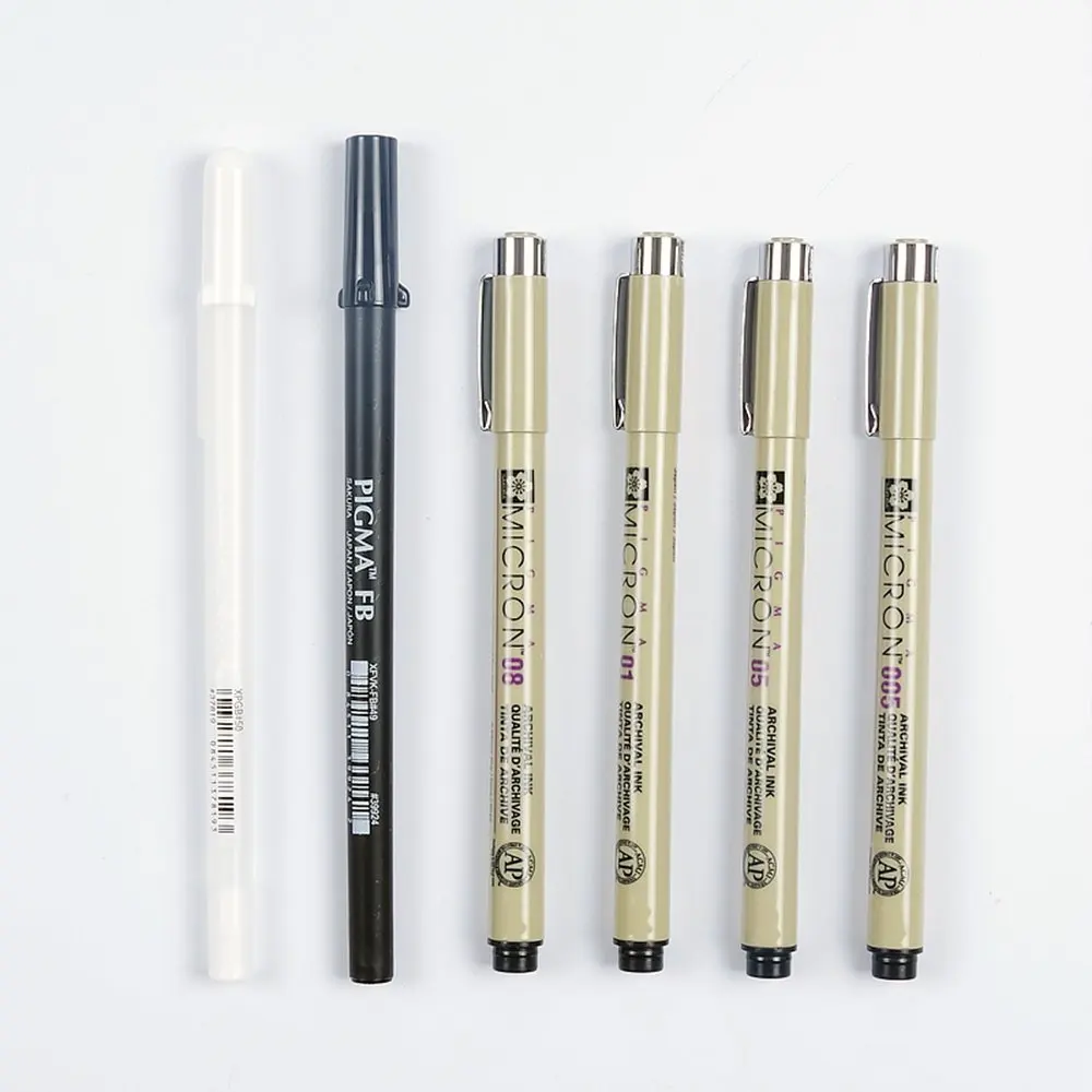 6 Pcs Сакура 6/7 Шт Pigma Чернил Микрон Fine Line Pen Высокое свет и Мягкая Голова Перо Манга Рисунок Базовый Набор из япония - Цвет: 6 Pcs