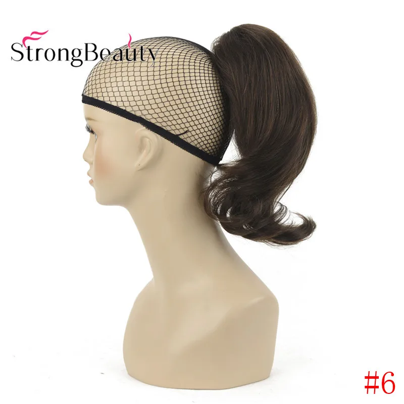 StrongBeauty 12 дюймов 10% синтетические 90% человеческие волосы короткая кудрявая заколка для хвоста в наращивание волос с зажимом для когтей