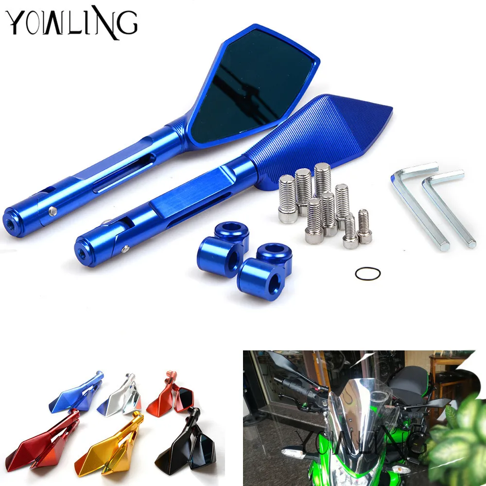 

Motorcycle Mirrors motorbike moto CNC Rearview side Mirror For YAMAHA YZF R25 R15 R6 R125 kawasaki z750 Z800 FZ8 FZ1 FZ6R mt09