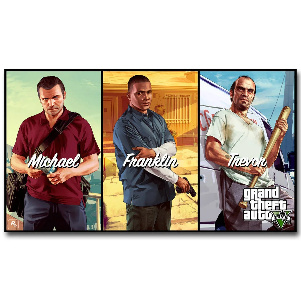 Картина Grand Theft Auto V Art из шелковой ткани плакат с принтом 13x24 24x43 дюйма популярная