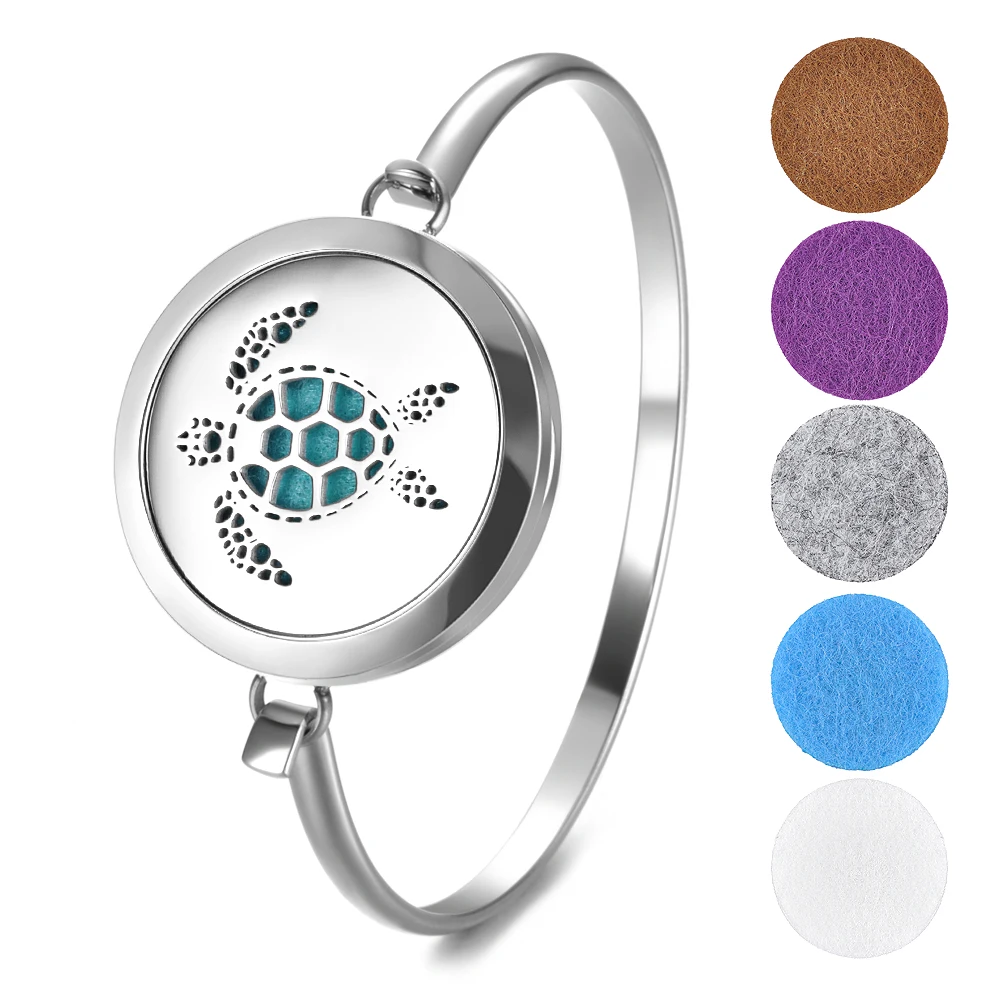 

10pcs/lot 316L Stainless Steel Bracelet Essential Oil Diffuser Locket Bangle Family Tree 30mm 2 Style without Oil Pads VA-286*10