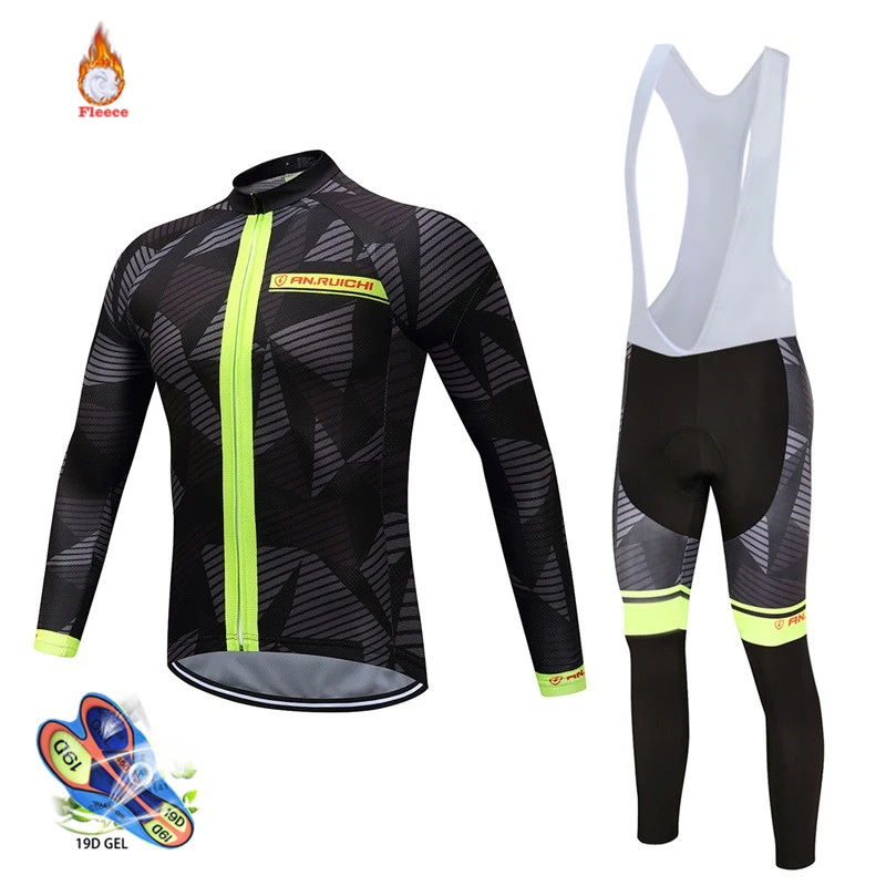 2019 треккинг термальность флис Велоспорт Джерси комплект с длинным рукавом зима