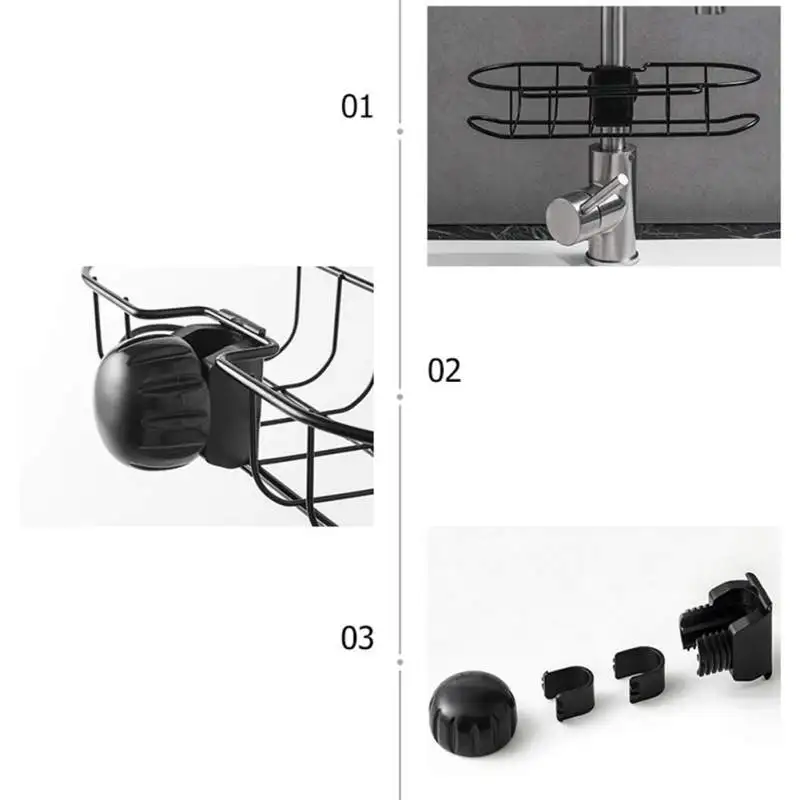 

Faucet Sink Storage Rack Sponge Rag Drain Basket Racks For Kitchen Sink
