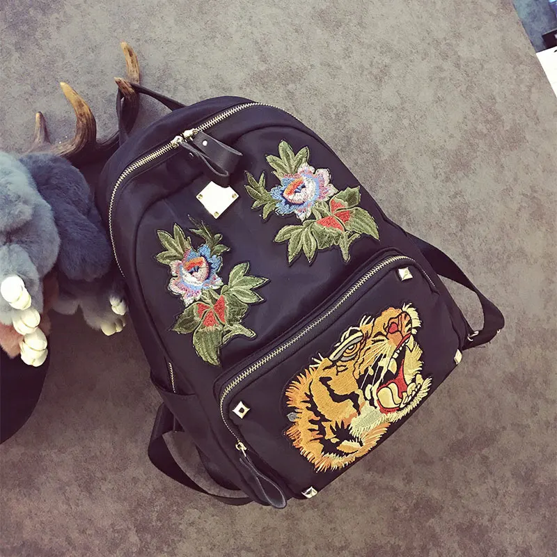 Новая мода Mochila Вышивка Тигр рюкзаки женские оксфорды путешествия школьная сумка