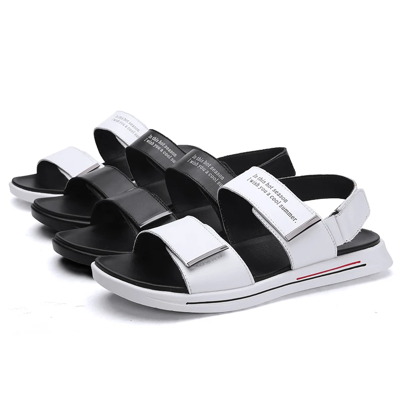 Кожаные сандалии и шлепанцы Мужская обувь легкие пляжные водонепроницаемая из