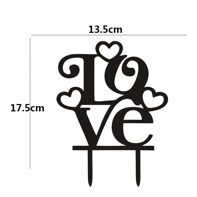 Лидер продаж акриловые топперы для торта Love Hearts черный и белый цвет свадьбы