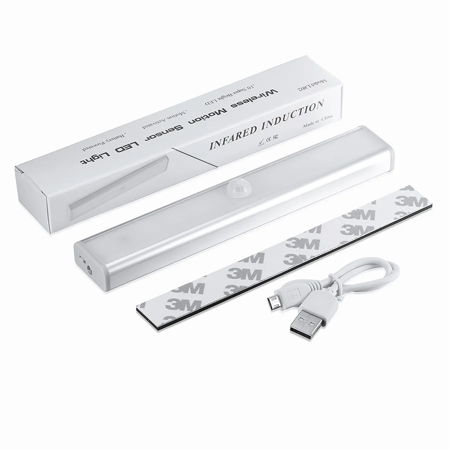 USB перезаряжаемая светодиодная подсветка под шкаф с датчиком движения ночник для