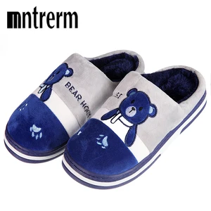 Тапочки домашние мужские Mntrerm, зимние, с рисунком животных, мягкие, на плоской подошве, плюшевые, теплые, хлопковые