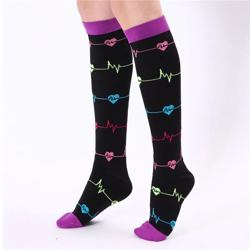Electrocardiogram Dot Fitness Design Women Support Compression Socks Loving Breathable Quick Dry | Женская одежда