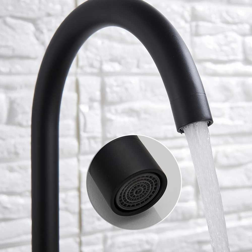 Черный кухонный смеситель для раковины Uythner вращающийся вытяжной горячей и