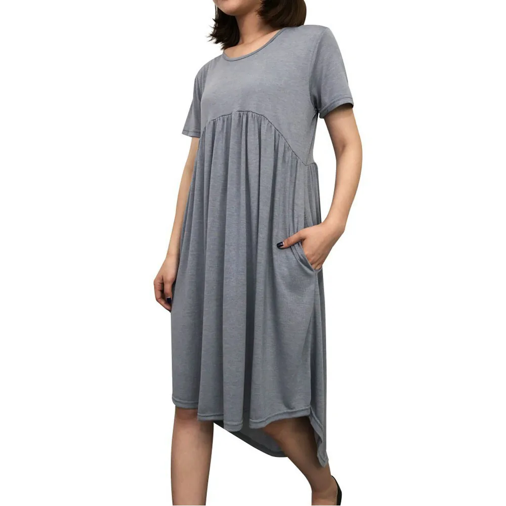 Vestidos 2018 женское летнее платье большого размера с круглым вырезом короткий рукав