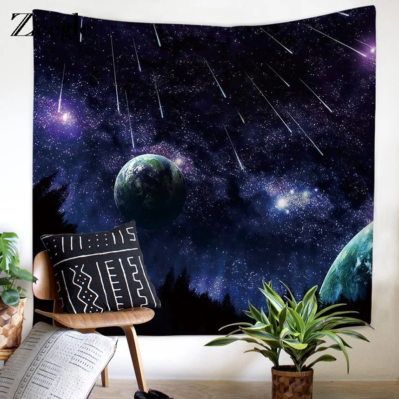 

Zeegle Universe Stars Planet Printed Tapestry For Living Room Decor Sofa Chair Cover Fashion Beach Towel 200x150cm Wall Carpet
