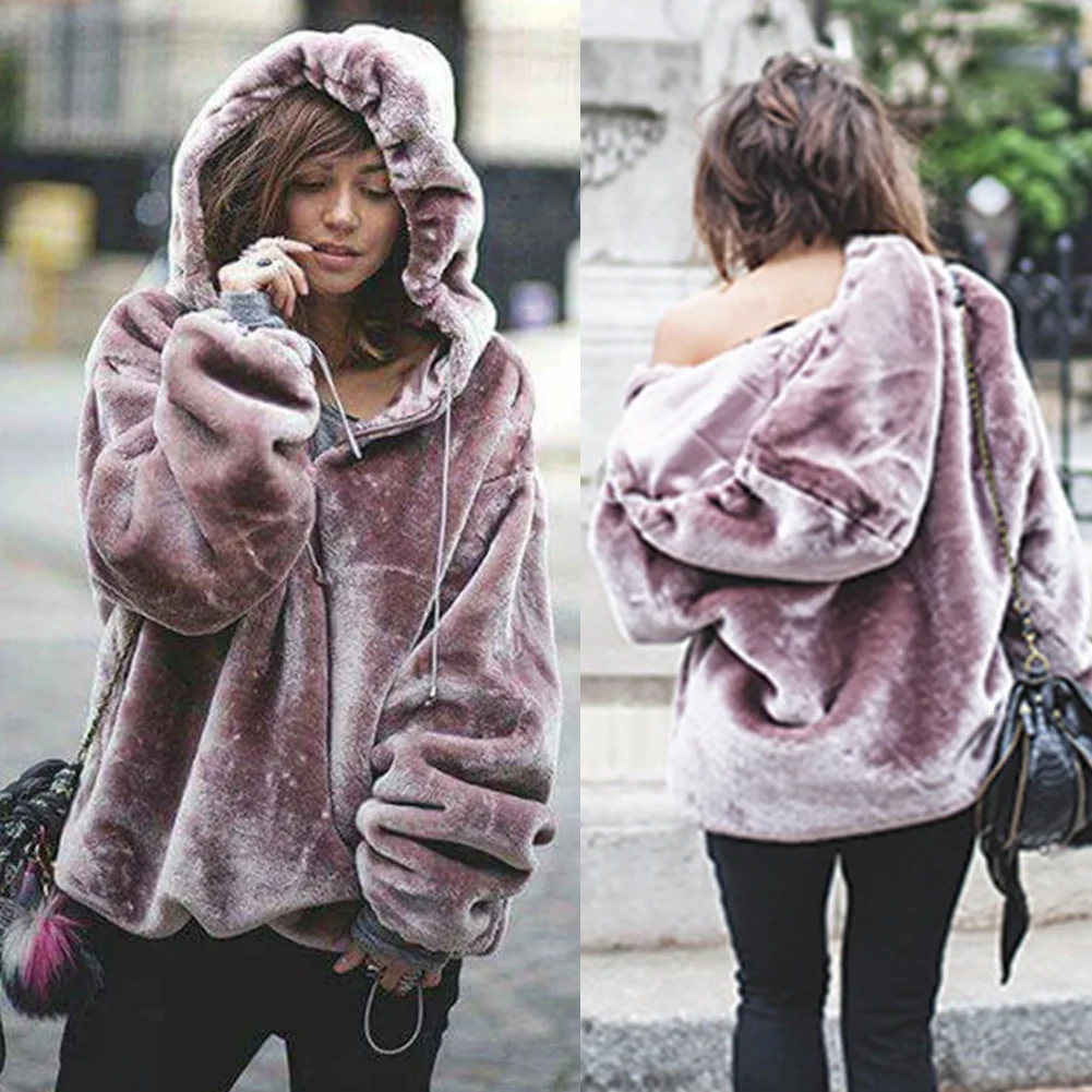 Chic для женщин Зима Осень Популярные Модные плюшевая одежда толстовки Объемная