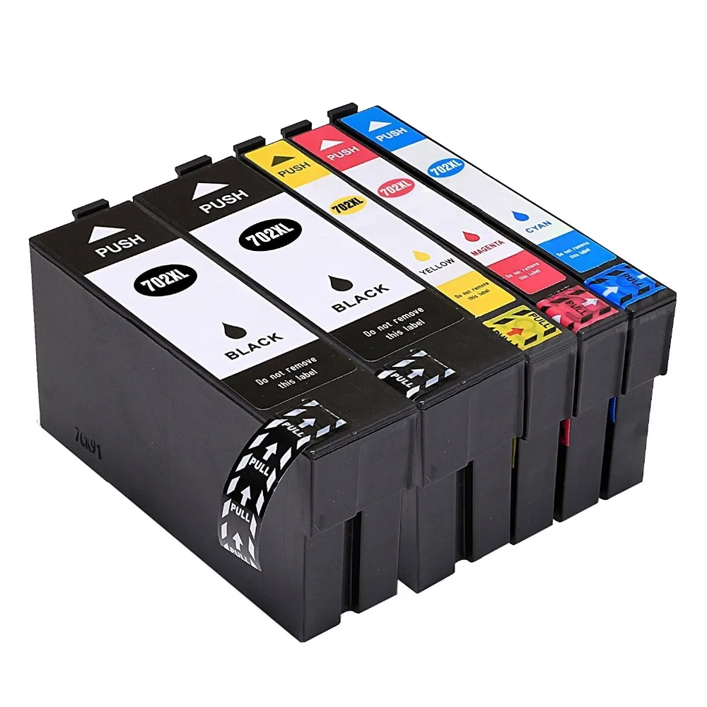 5 упаковок совместимых для принтера Epson WorkForce Pro WF 3720 все в одном 702XL (2 черных 1
