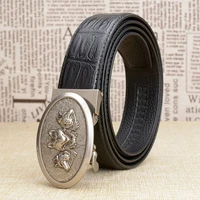 mens luxury wolf belt genuine leather belts for mens automatic buckle fashion belt high quality wolf buckle leisure waistband