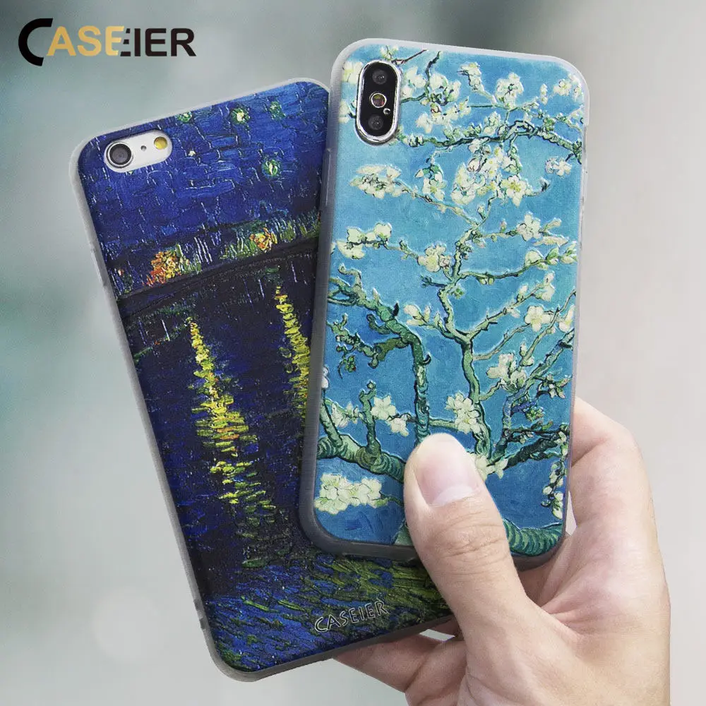 CASEIER Phone Case For iPhone X XR XS MAX 8 7 Emboss Silicone 6 6s Plus Funda Couque Shell Accesories |