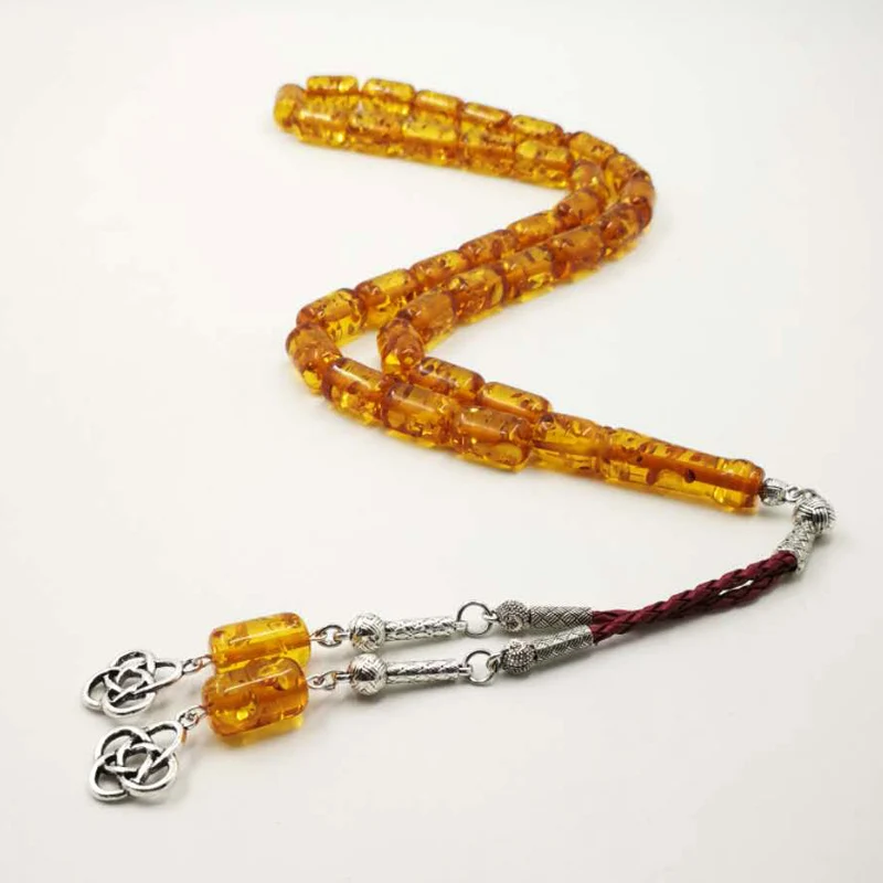 Ambers цвет смолы tasbih мусульманские четки популярный стиль металлические кисточки