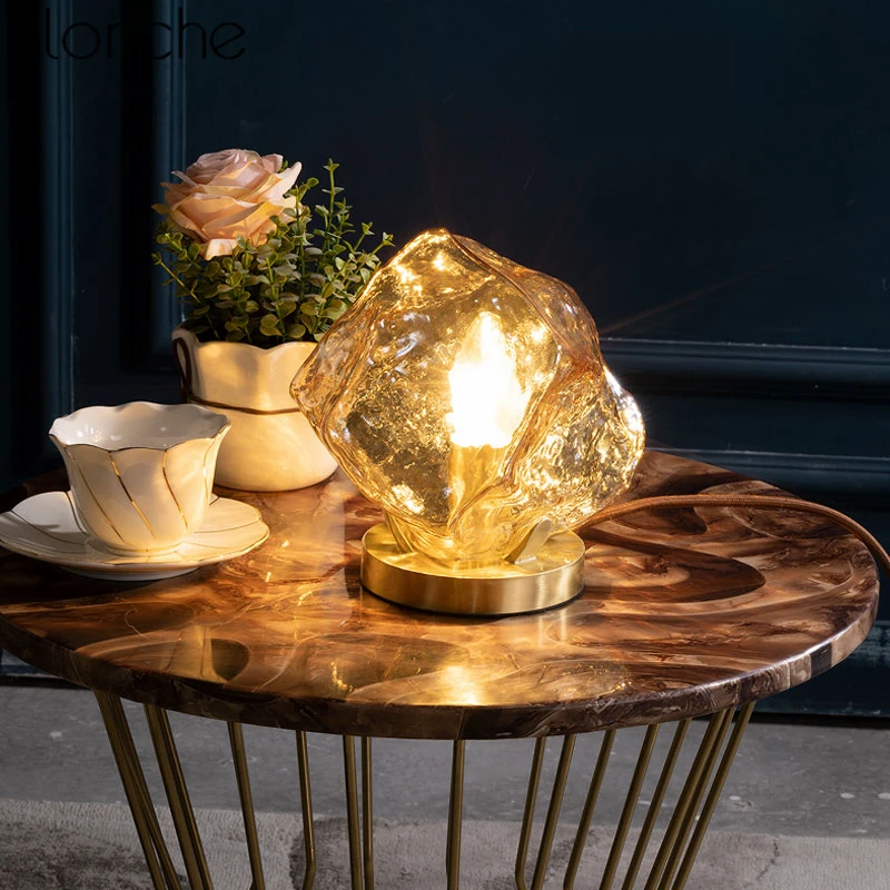 

Nordic Creative Glass Table Lamps for Bedroom Bedside Lamp Modern Copper Desk Stand Lighting Fixtures Study Reading Home Decor