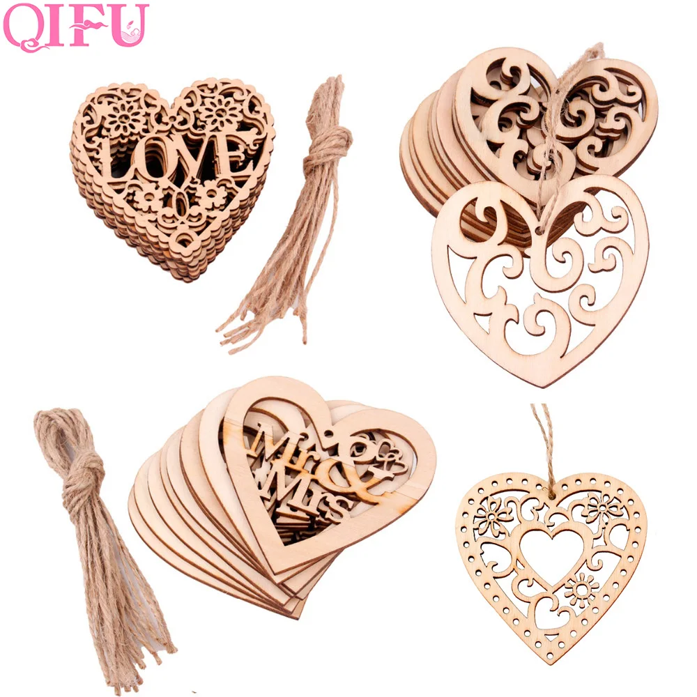 

QIFU лазерная резка дерева Любовь Свадебные украшения для дома украшение деревянной формы висячие украшения для дома 2019